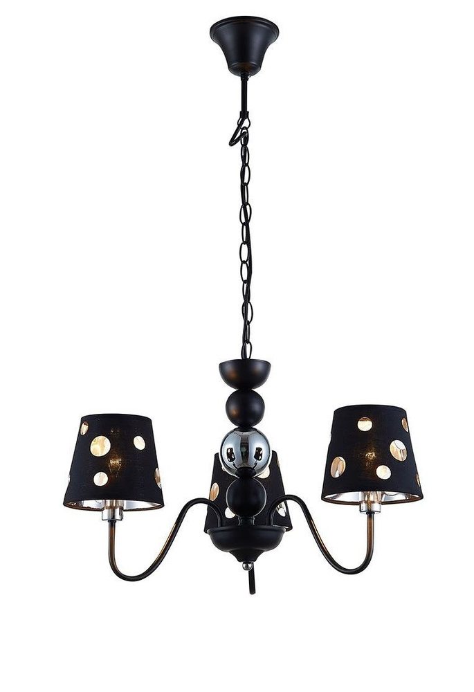 Czarny żyrandol lampa wisząca 3xE14 do salonu BATLEY metal tkanina