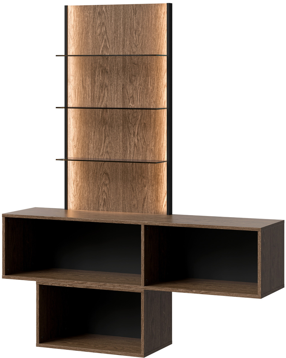 Wisząca witryna 140 cm z szklanymi półkami baltic storm LYNOR
