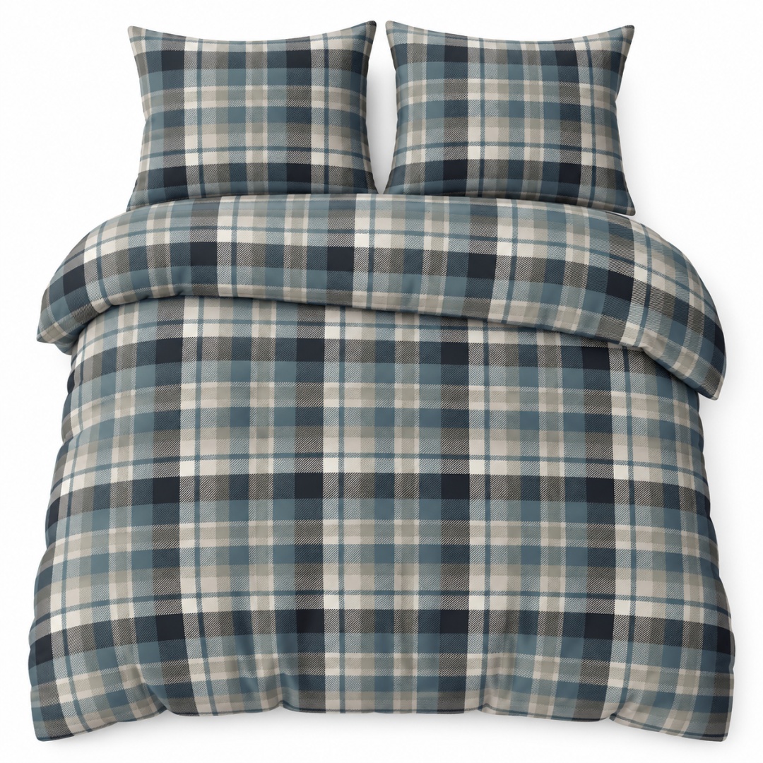 Pościel 200x200 + 2 poszewki | 100% bawełna | 2089 Szkocki Błękit