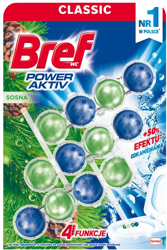 Zawieszka do WC Bref Power Activ, sosna, 3 x 50 g