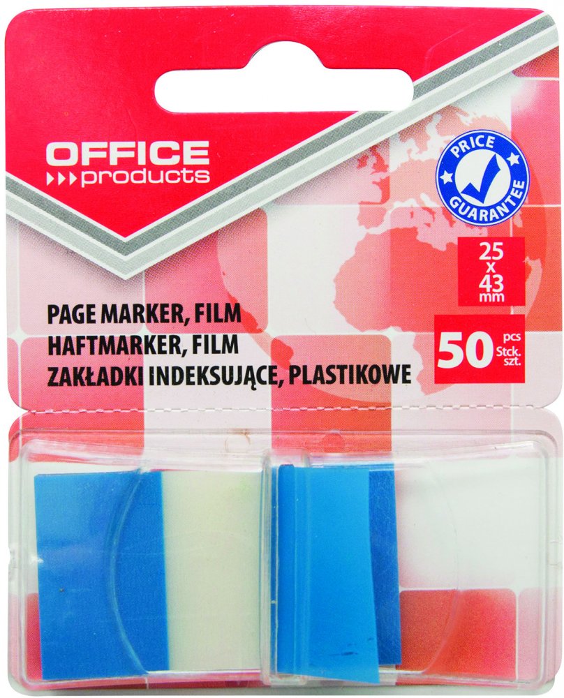 Office Products zakładki indeksujące folia PP 25x43 mm, 50 szt., niebieski