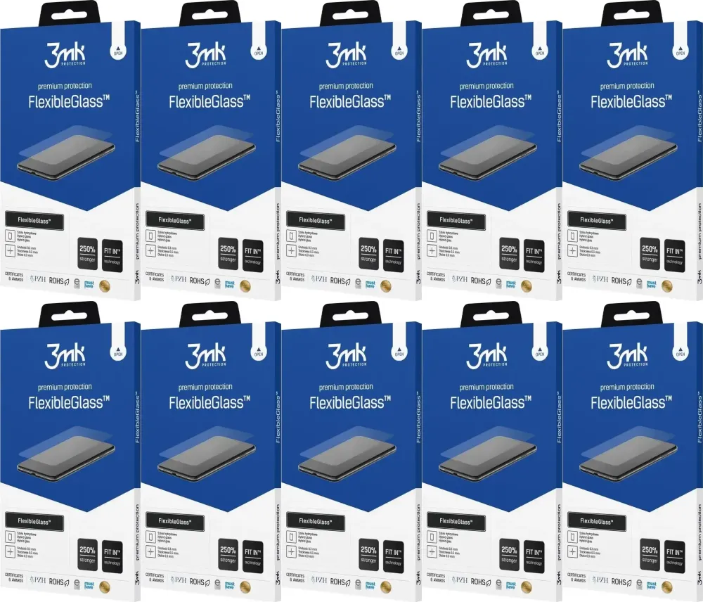 10x Szkło hybrydowe 3mk FlexibleGlass, do iPhone 17 Pro/18 Pro