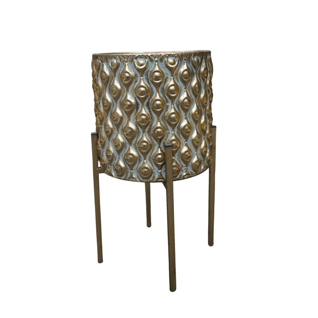 Kwietnik metalowy złota patyna na nóżkach 28x51cm