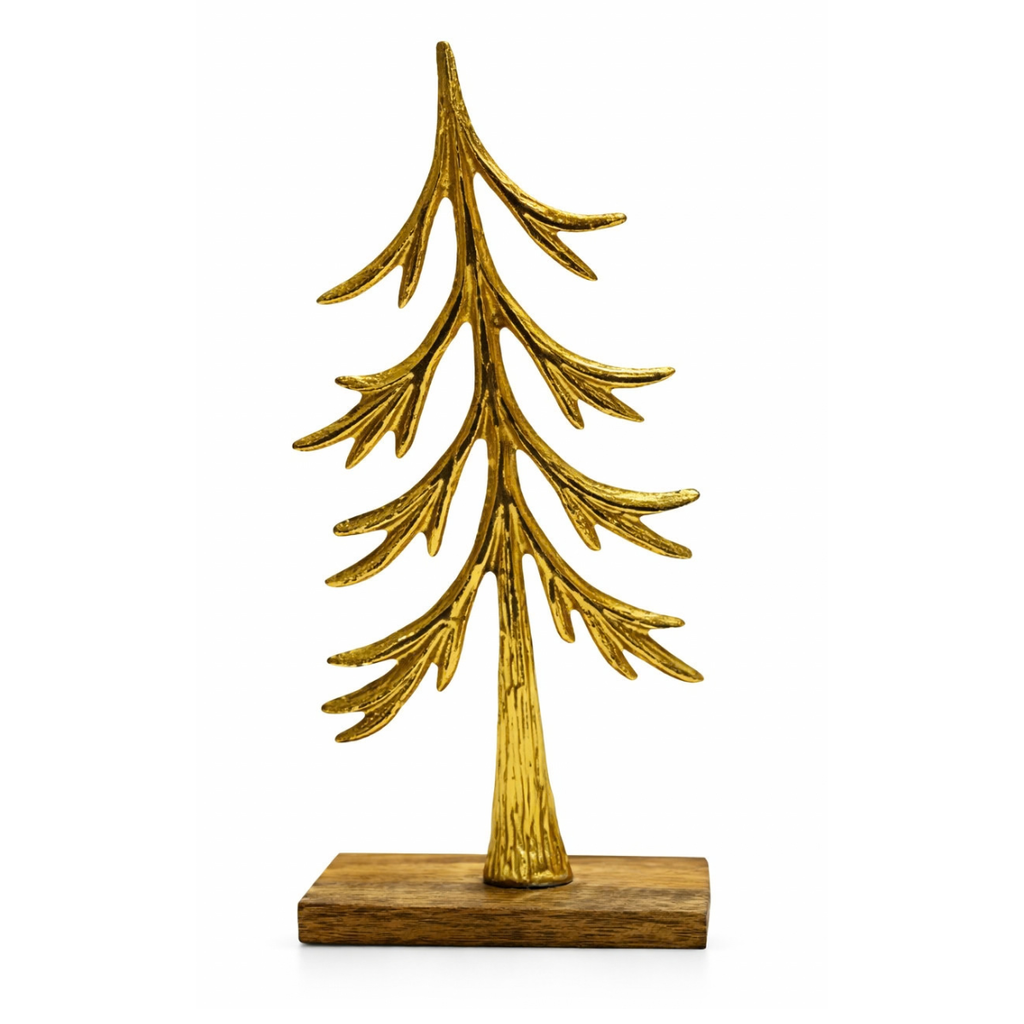 Choinka metalowa złota płaska podstawka mango 32cm