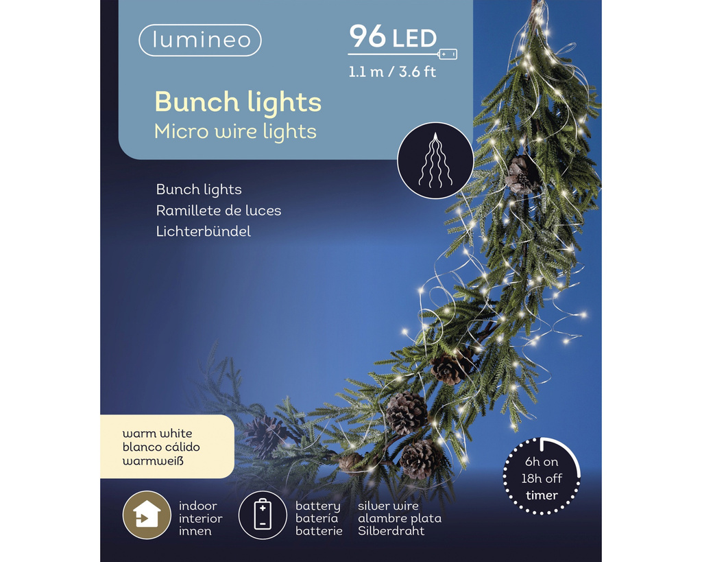 Lampki na baterie Wiązki 96 mikro LED 12x110cm ciepły biały