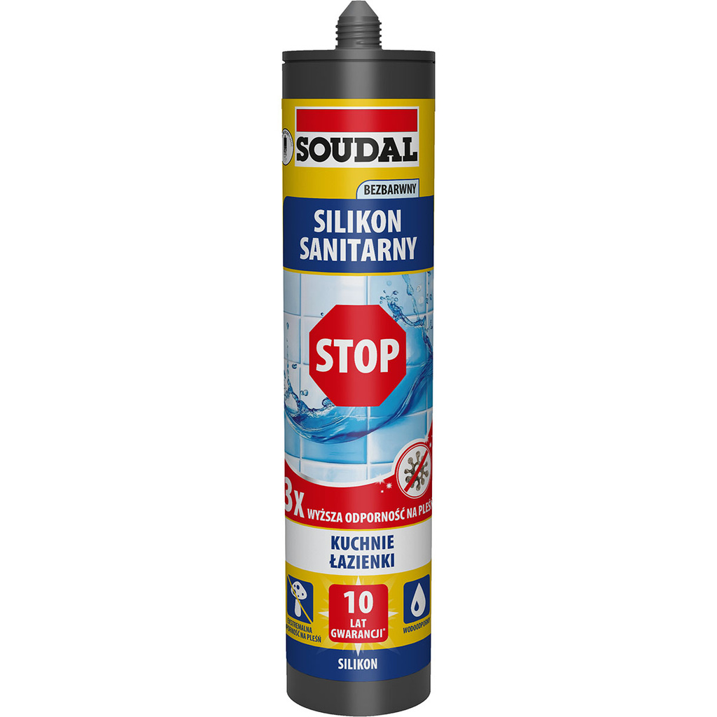 Silikon sanitarny STOP bezbarwny 280 ml Soudal