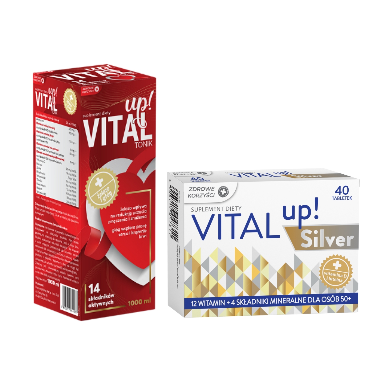 Zestaw: zdrowe korzyści vitalup! tonik, 1000 ml + zdrowe korzyści vitalup! silver, 40 tabletek