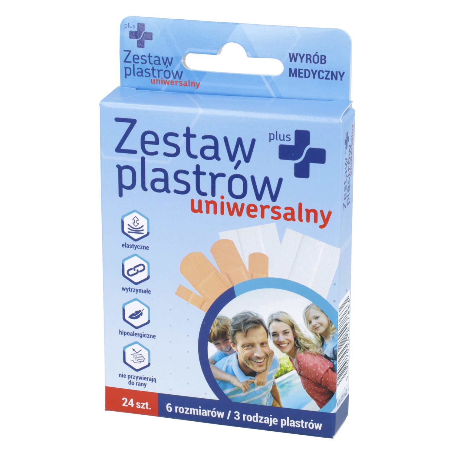 Zdrowe korzyści plus+, zestaw plastrów uniwersalnych, 24 sztuki