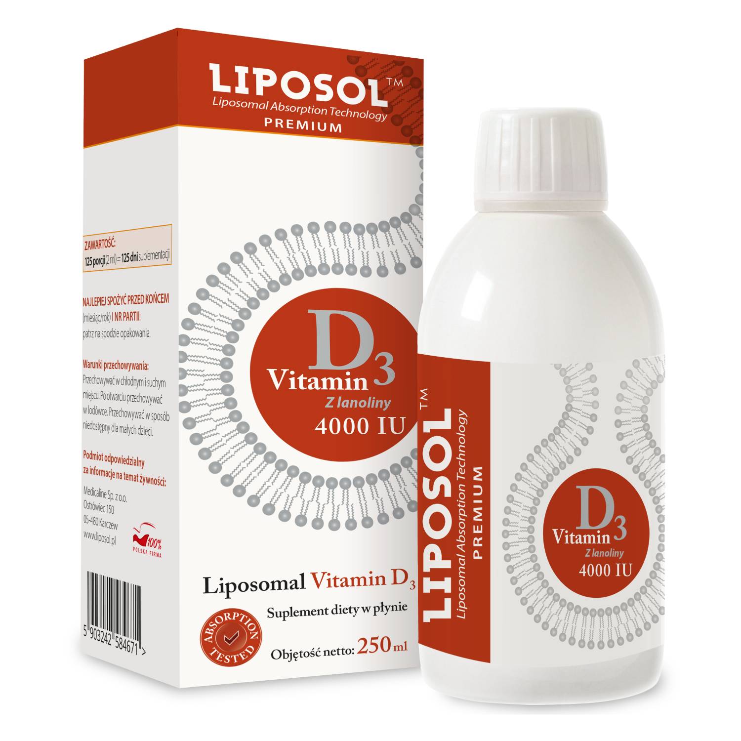 Aliness liposomalna witamina d3 4000 iu, 250 ml