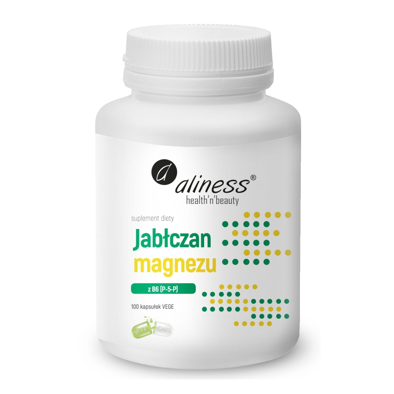 Aliness jabłczan magnezu 100 mg z b6 (p-5-p), 100 kapsułek