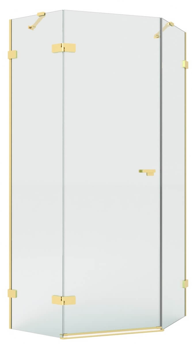New Trendy Eventa Gold Brushed kabina prysznicowa 90x90 cm pięciokątna lewa złoty szczotkowany/szkło przezroczyste EXK-8386