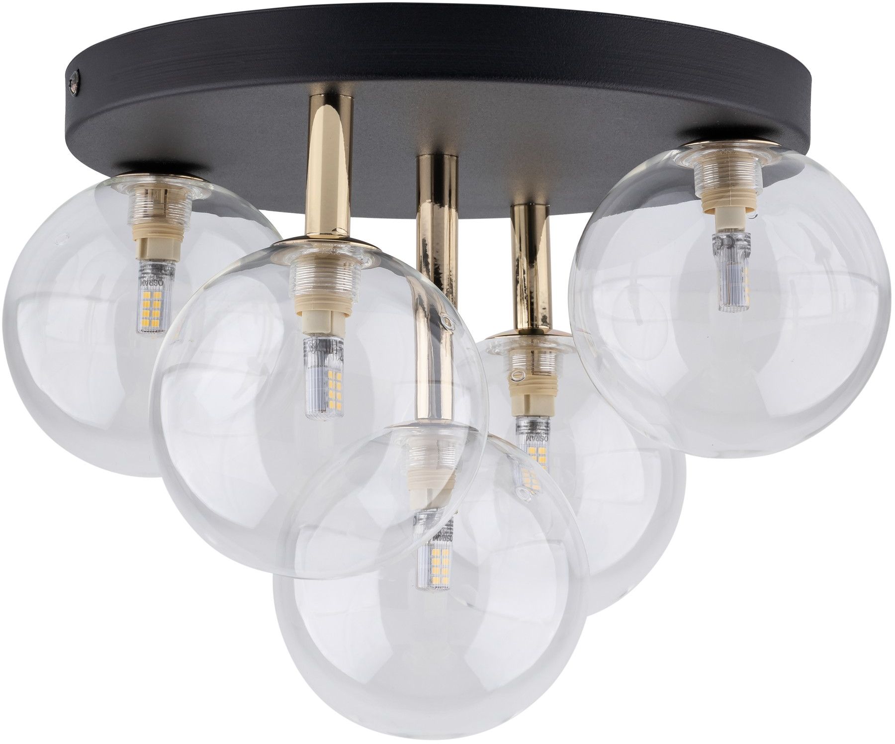 TK Lighting Nilos lampa podsufitowa 5x6 W czarna-złota 758
