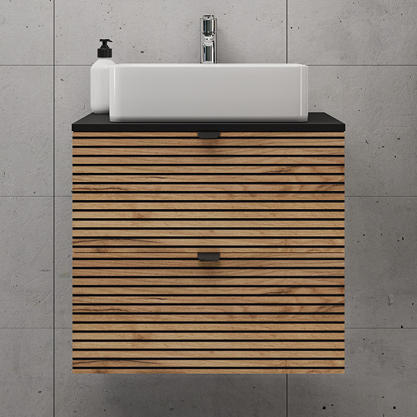 Rodan Loft szafka 60x46x57 cm podumywalkowa wisząca czarna-dąb