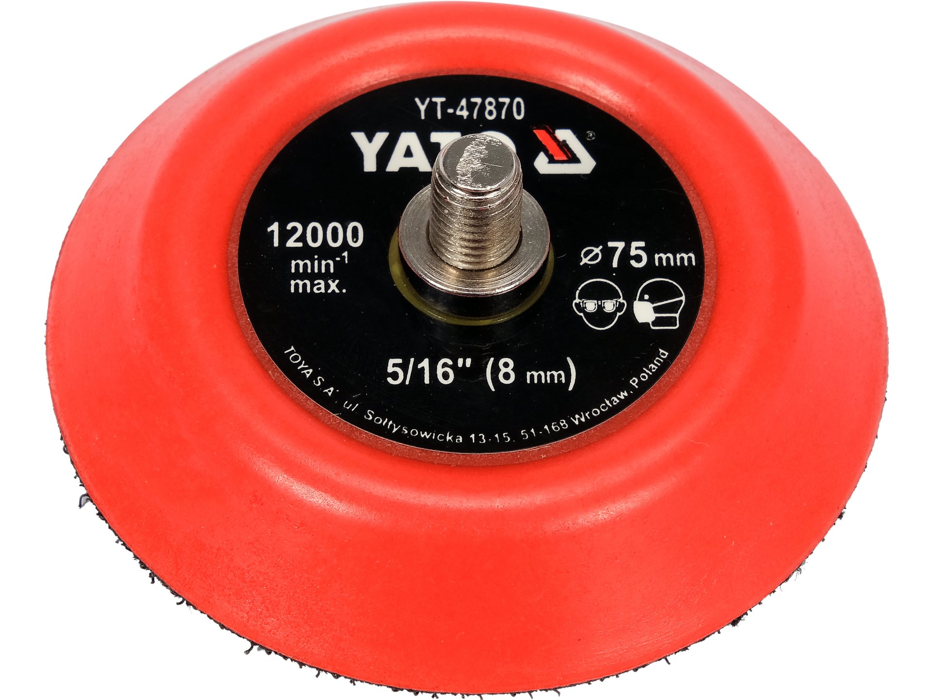 Talerz polerski YATO 75mm z rzepem gwint 5/16 cala do polerki YT-47870