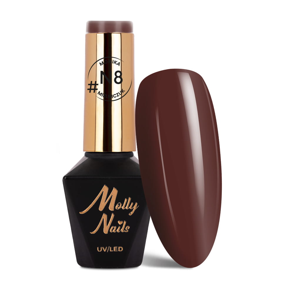 Lakier hybrydowy LED/UV Gel Polish Molly Nails #Natural by Monika Mielniczuk Nr #N8 HEMA/Di-HEMA free 8g