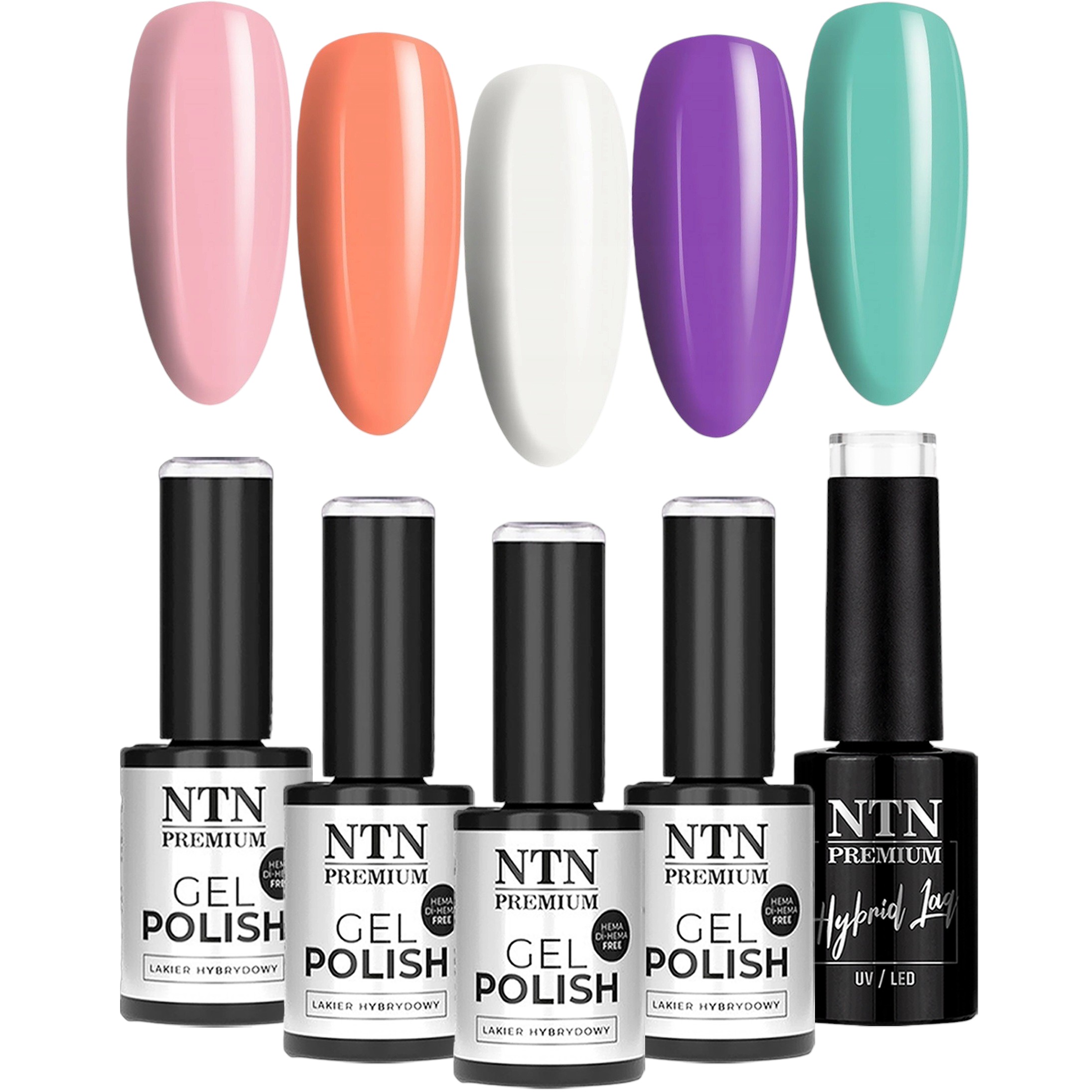 5x Lakier Hybrydowy NTN 5g Wiosna Spring Wiosenne Pastelowe Kolory Romantyczny Pastel