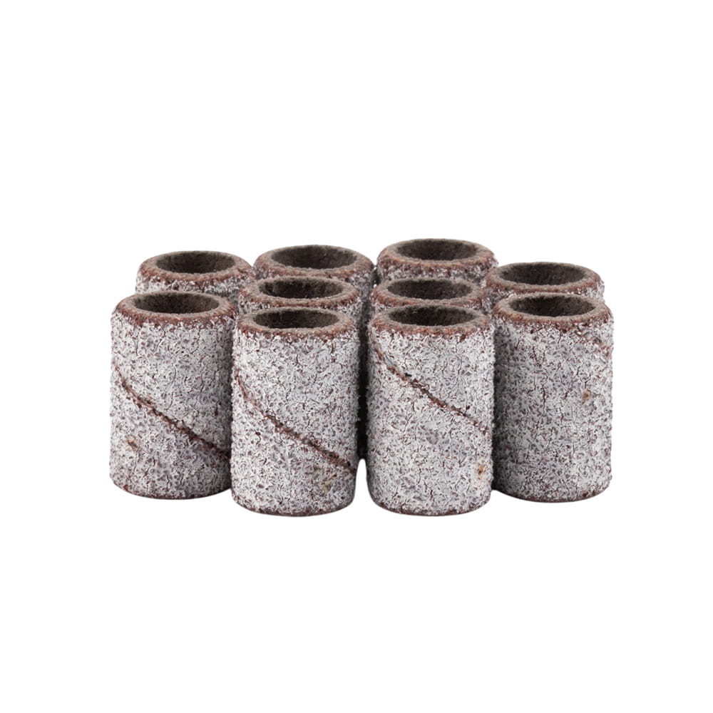 Kapturki do manicure i pedicure mandrele nakładki ścierne cylinder 6mm gradacja 80 AlleMed białe 10 szt.