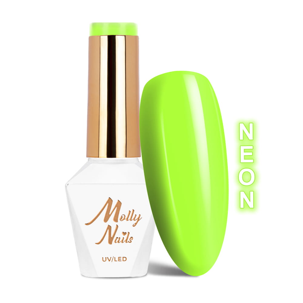 Lakier hybrydowy LED/UV Gel Polish Molly Nails Neons Nr 78 Neon Kiwi HEMA/Di-HEMA Free 8g