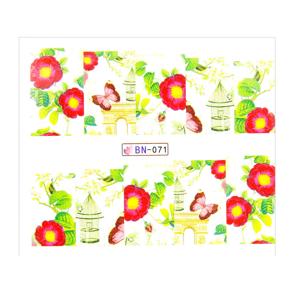 Naklejki wodne do paznokci arkusz 6,5 x 5,5 cm na 10 palców bn Nr 071
