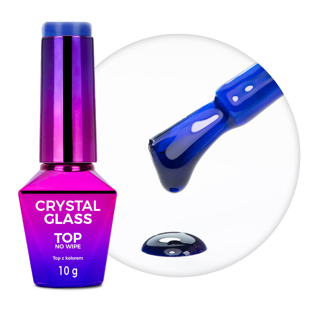 Kolorowy top bez przemywania top no wipe Crystal Glass Molly Nails Blue HEMA/Di-HEMA Free 10g