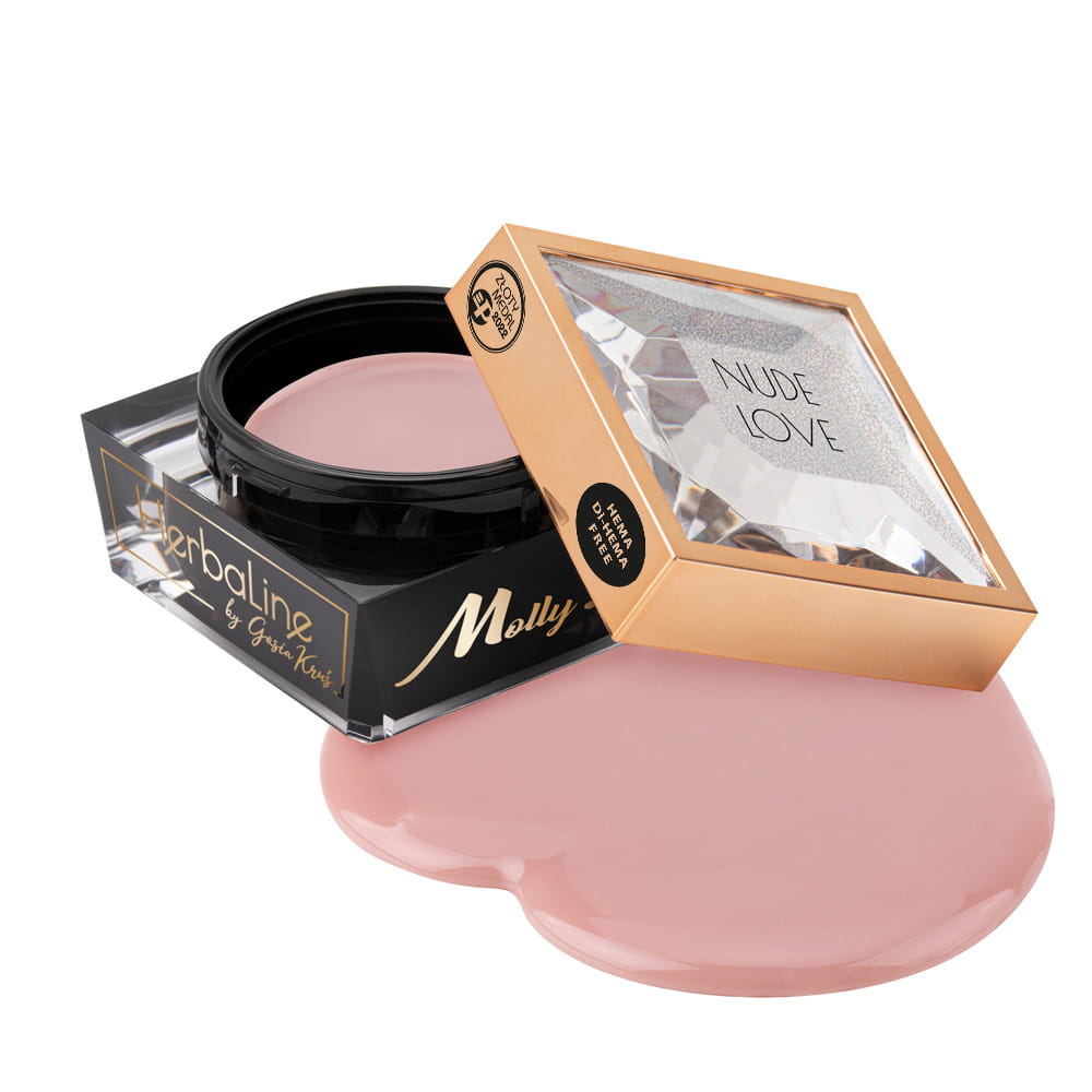 Żel budujący do paznokci HEMA/Di-HEMA Free z olejkiem z drzewa herbacianego MollyLac HerbaLine Nude Love 50 g