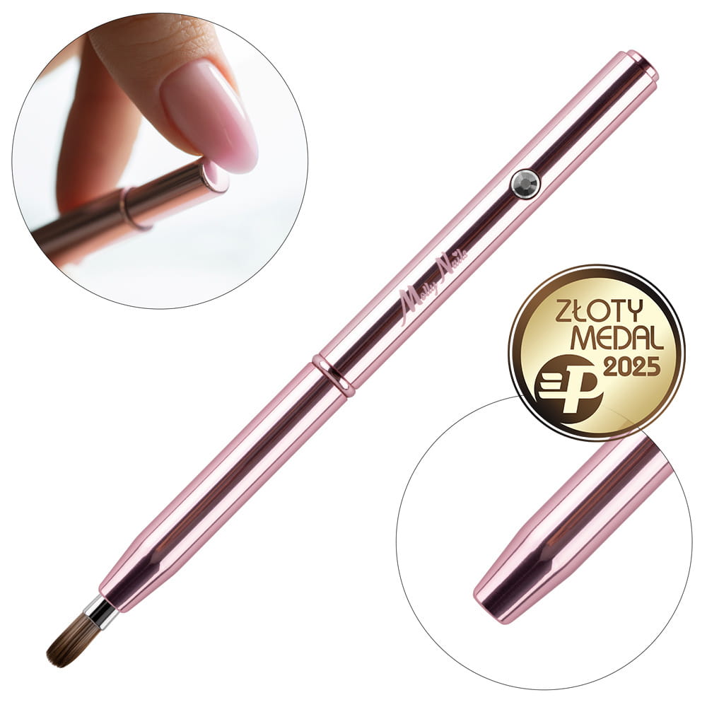 Pędzelek do żelu automatyczny Oval Pro Gel rose gold Molly Nails Nr 6