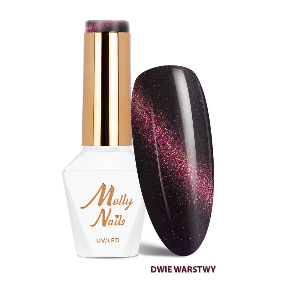 Lakier hybrydowy LED/UV Gel Polish Cat Eye Seduction Nr 246 Plum Night Molly Nails HEMA/Di-HEMA Free 8g