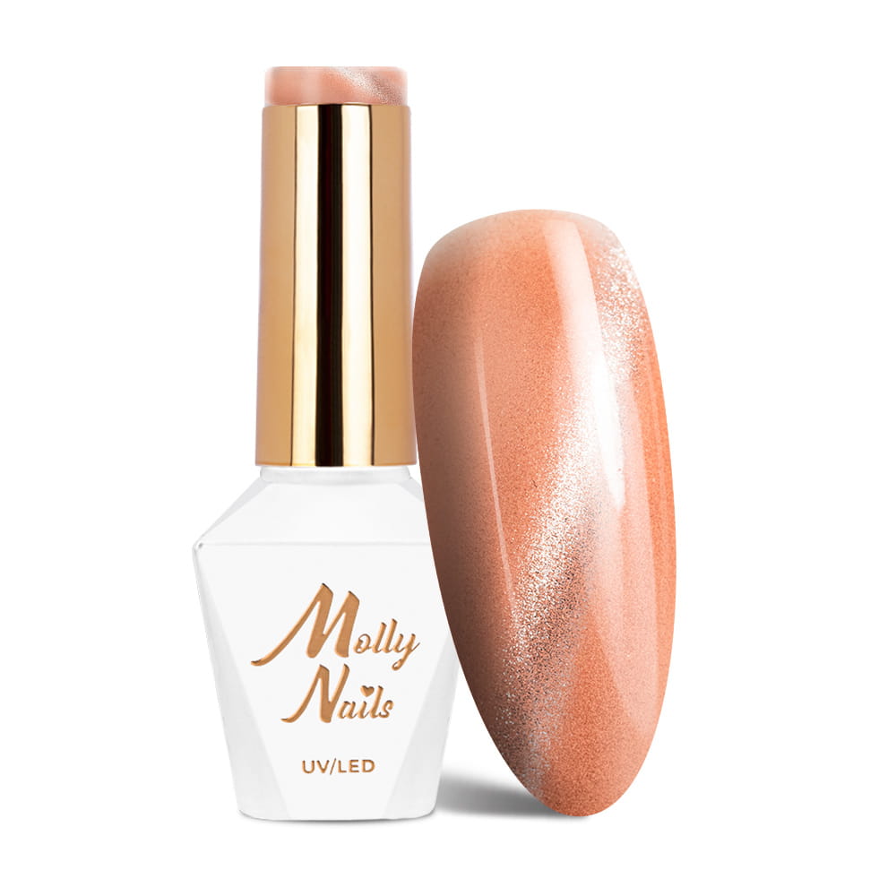 Lakier hybrydowy LED/UV Gel Polish Oranges Cat Eye Metallic Nr 210 Molly Nails HEMA/Di-HEMA Free 8g