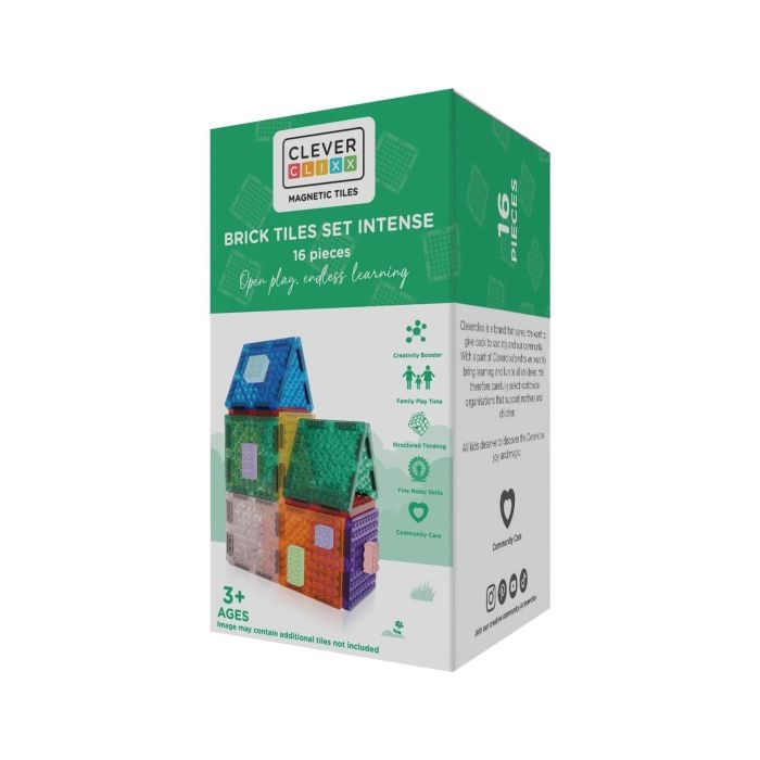 Cleverclixx Klocki magnetyczne Brick Tiles Pack Intense - 16 el.
