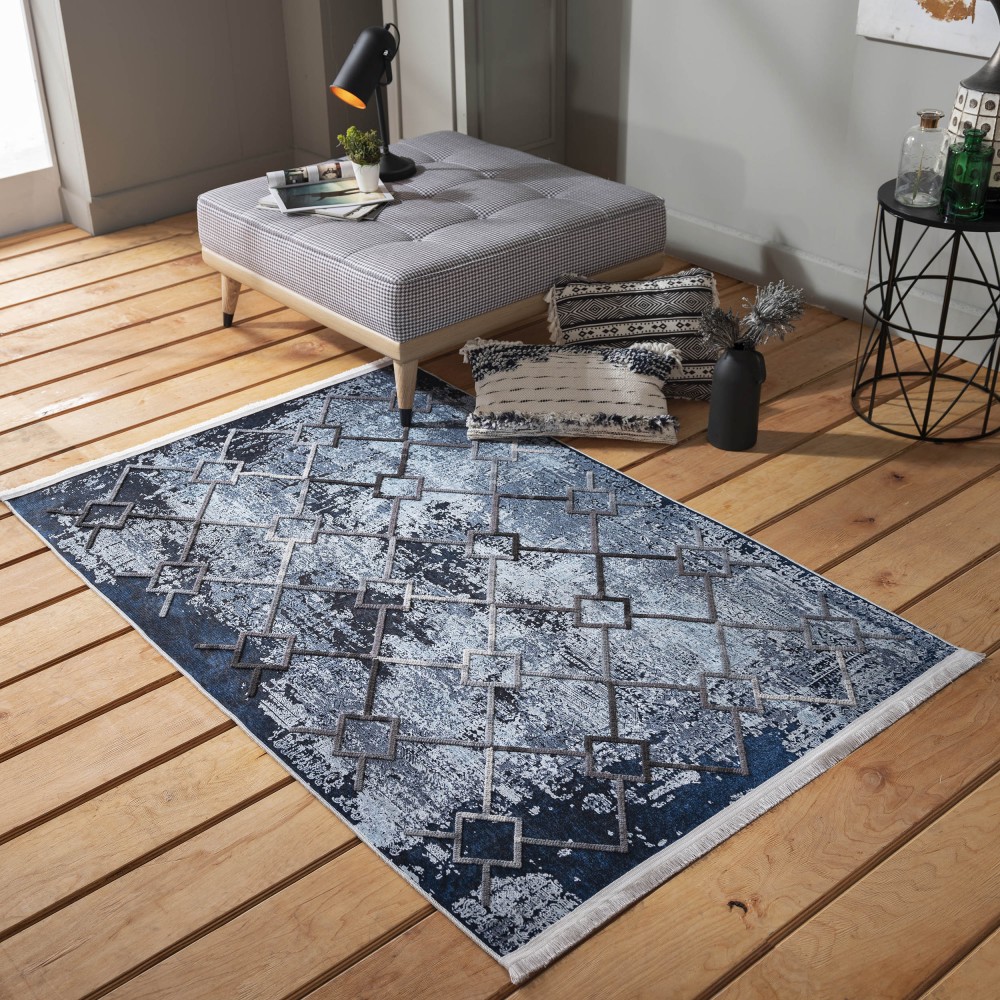 Dywan - 80 x 150 cm - Niebieski - Nowoczesny - Dywanopol