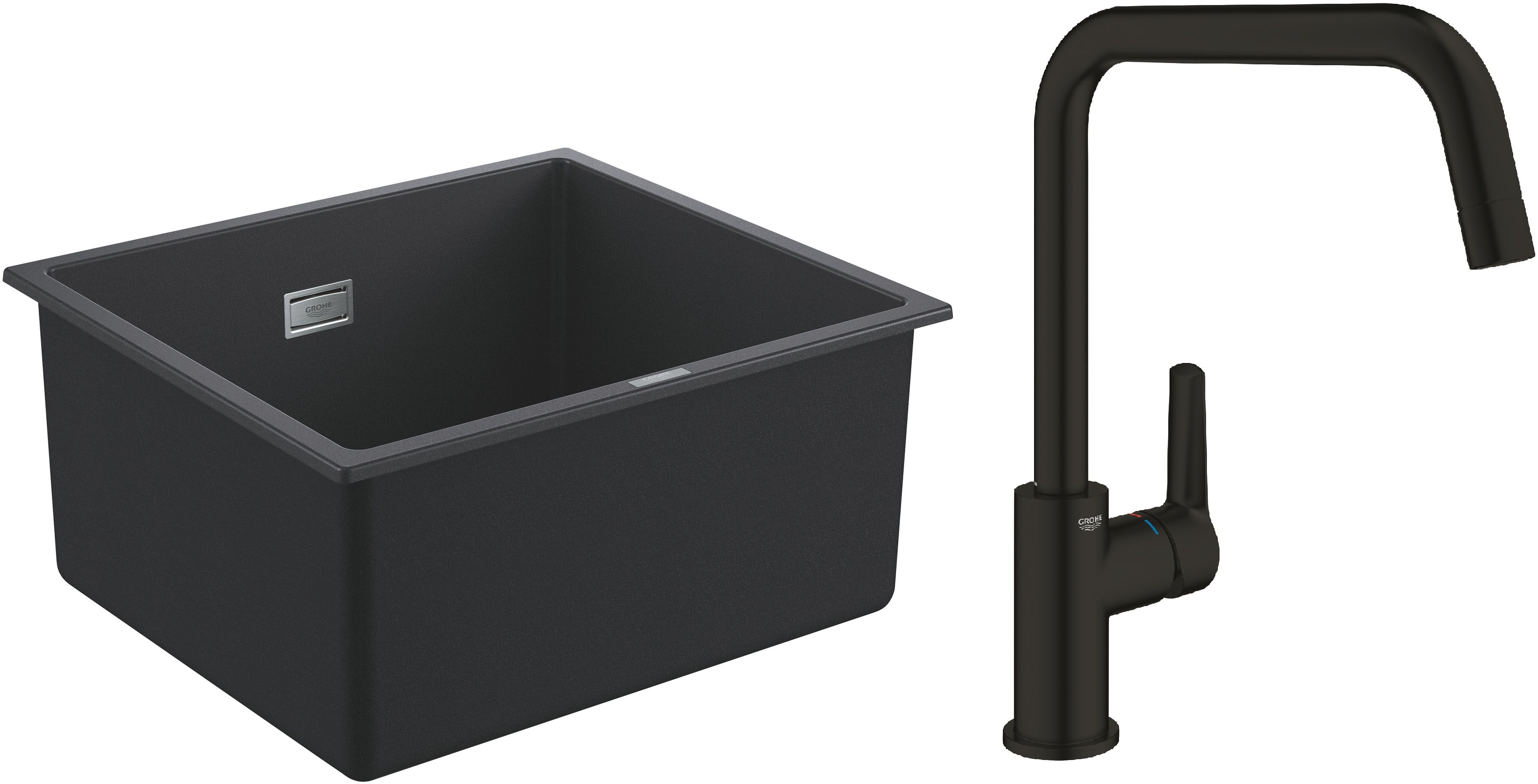 Darmowa Dostawa - Zlewozmywak z baterią czarny/czarny Grohe K700 abset9234