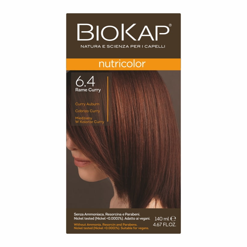 Biokap Nutricolor Farba do Włosów | Miedziany w kolorze curry 6.4 | Pokrywa Siwe Włosy | Bez Amoniaku