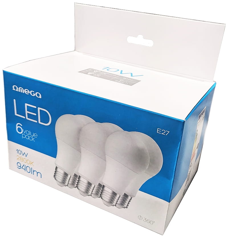 OMEGA Żarówka LED E27 10W op-6 45704 800Lm 2800K OMELE27E6-10W-2800 - Henryx24