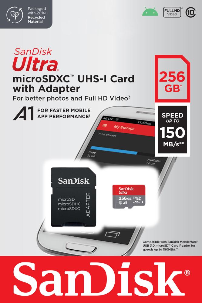 SanDisk Micro SDXC 256GB 150MB/s A1 cl10 SDSQUAC-256G-GN6MA - Henryx24