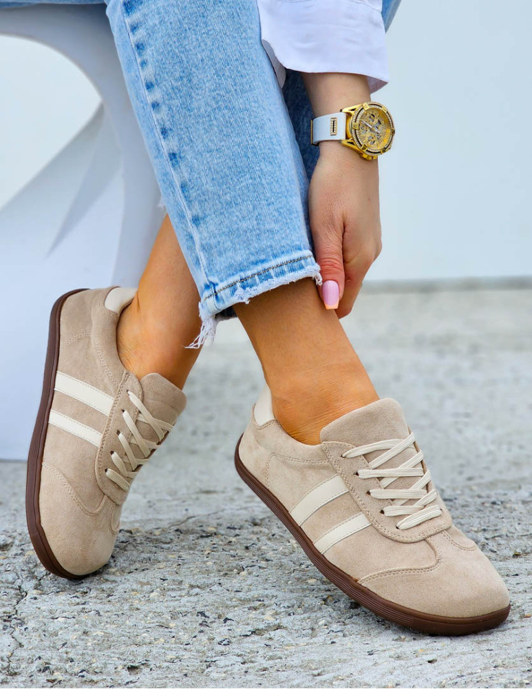 Zamszowe Buty Sportowe Barefoot Beżowe
