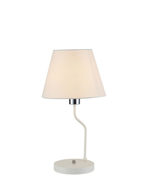 Biała lampka nocna stołowa do sypialni YORK metal tkanina