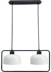 Czarna lampa wisząca z białym kloszem do salonu ZODIAC 2-punktowa