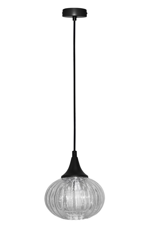 Czarna lampa wisząca z regulacją wysokości do salonu EXETER metal szkło