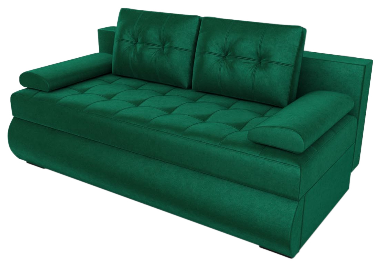 Zielona sofa z funkcją spania na sprężynach GANDIA