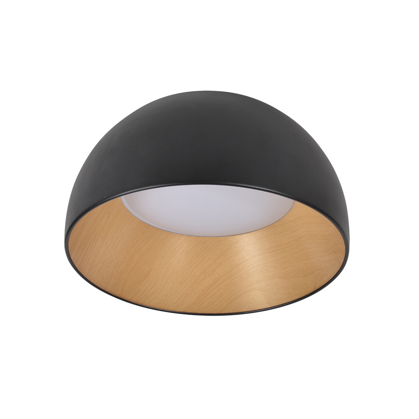Czarno drewniany plafon sufitowy LED 18W do salonu Liguria klosz biały