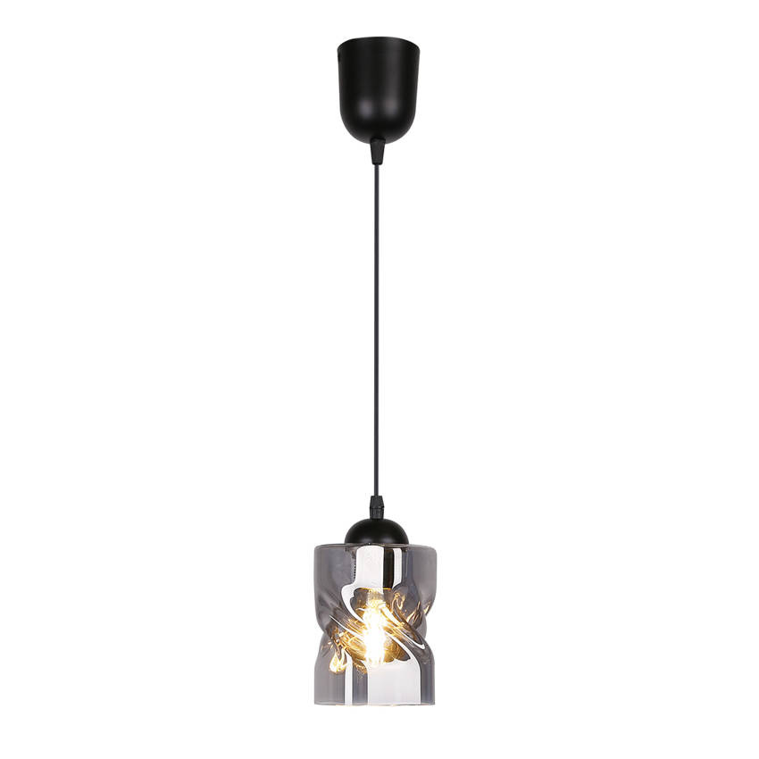 Czarna lampa wisząca szklana industrialna do salonu FELIS 1 punkt E27