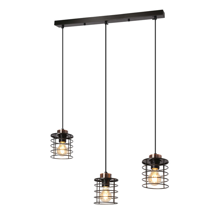 Czarna lampa wisząca sufitowa 3-punktowa do salonu GLOB metal