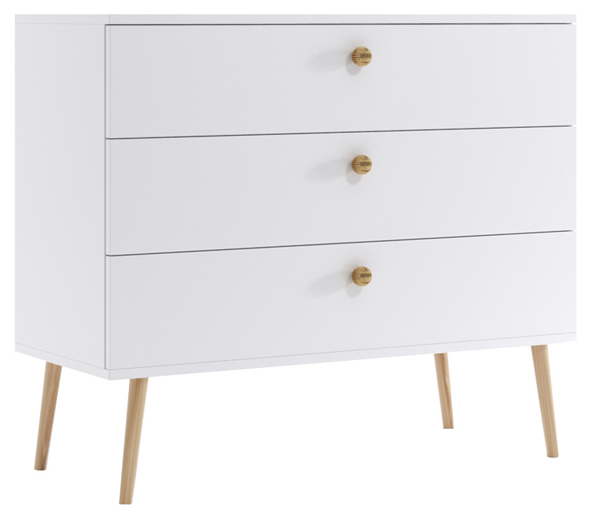 Biała komoda 100 cm do sypialni z szufladami BONE