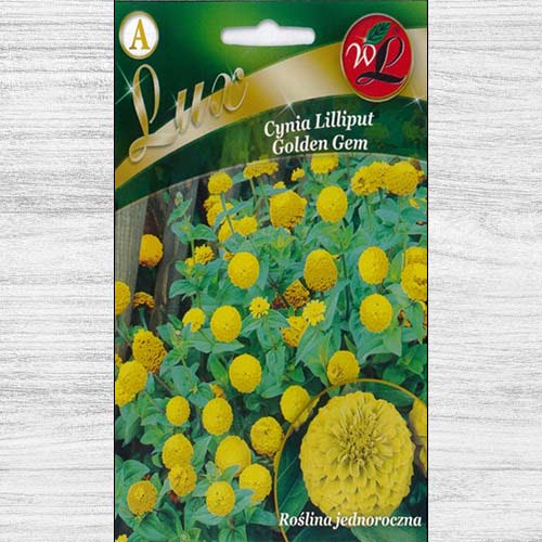 1 szt, Cynia wytworna Liliput Golden Gem - Nasiona: Ilość w opakowaniu: 0.5 g
