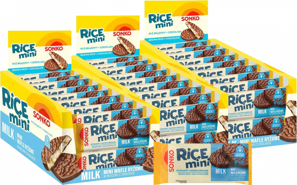 Mini wafle ryżowe Sonko Rice Mini Milk w czekoladzie mlecznej 6 szt. 27 g