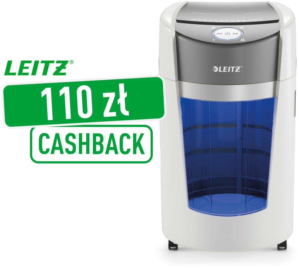 Niszczarka Leitz IQ OptiMax Office, 10 kartek, mikrościnek 2x15mm, P-5, biały