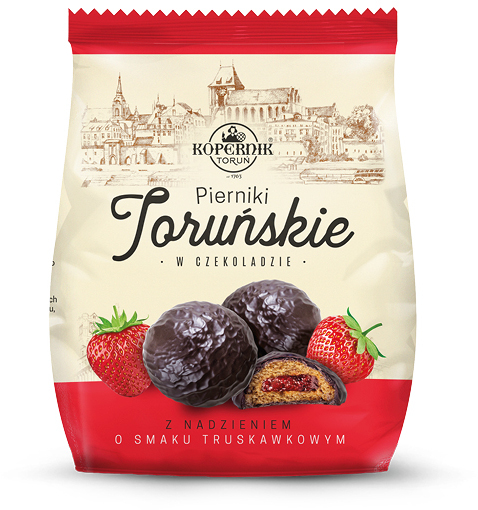 Kopernik Pierniki toruńskie nadziewane truskawkowe w czekoladzie 150 g