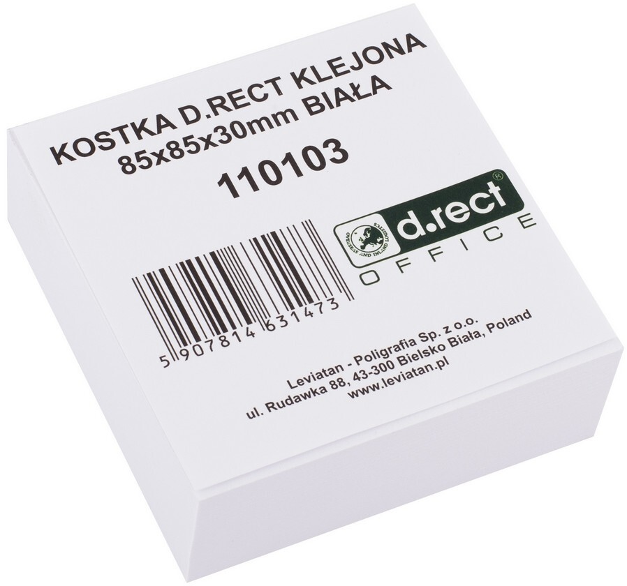 D.Rect karteczki samoprzylepne 85x85x30 mm, biały