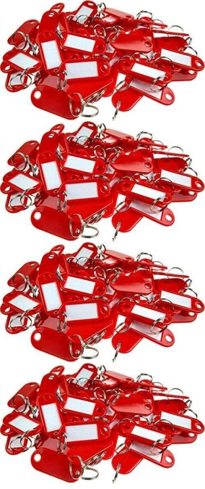 4x Zawieszki do kluczy Wisplast, jednostronne, 50 sztuk, czerwony