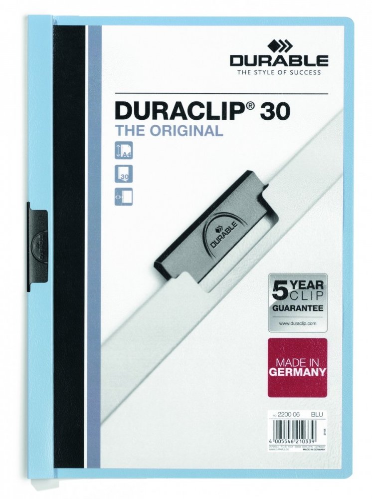 Durable Duraclip Skoroszyt A4 z klipsem, do 30 kartek, niebieski